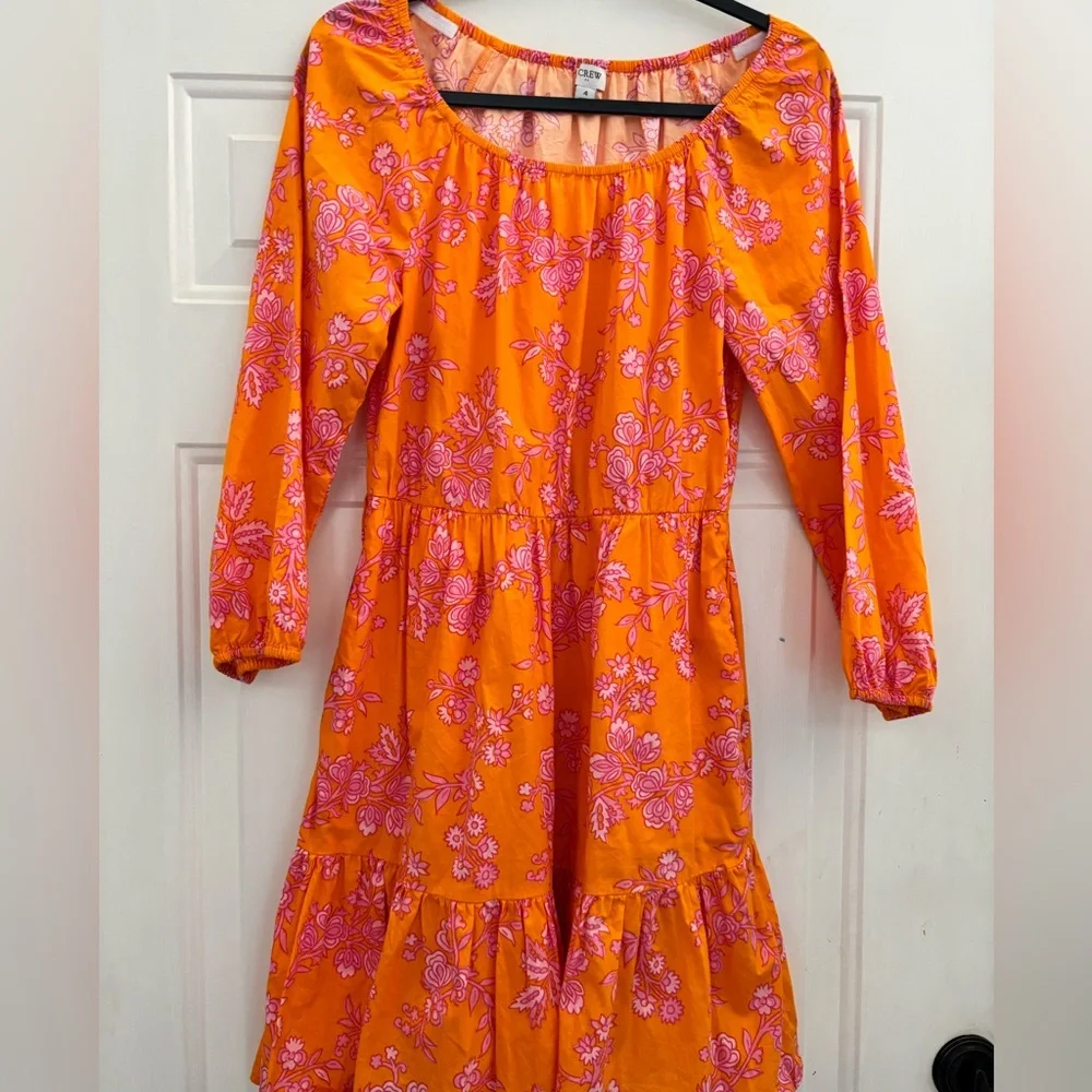 J. Crew Orange and Pink Floral Mini Dress